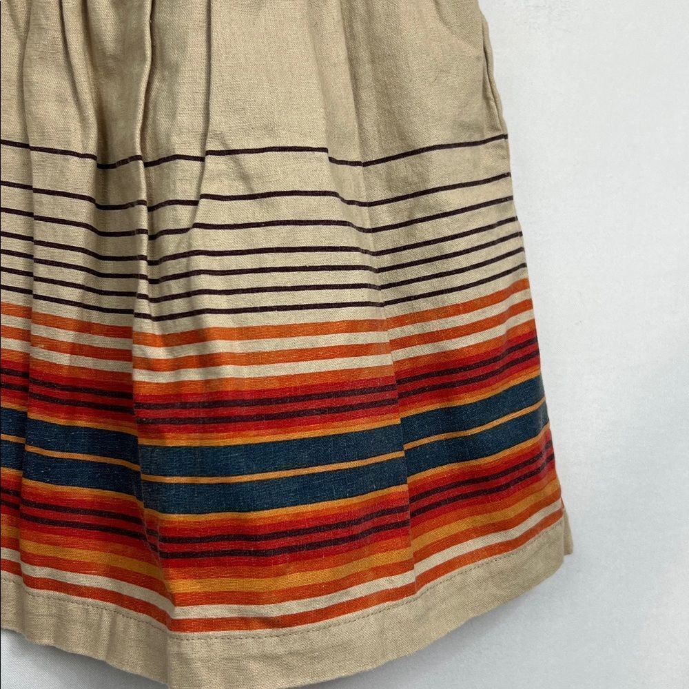 Tea Collection Tan and Orange Stripe linen dress 6-12 months - Picture 3 of 14